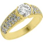 14k Yellow Gold Brilliant Round Antique Diamond Engagement Ring 2 Carats
