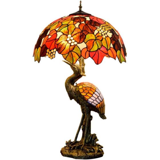Handmade Stained Glass Table Lamp 18" Tiffany Style Large Table Lamp Dark Red Brown Grapes Desk Lamp Creative Antique Light Base for Living Room Study Bedroom Table Lamp (Color : Female)