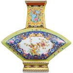 ZSEDP Jingdezhen Antique Enamel Vase Fan Shaped Vases Flowers and Birds Pattern Ancient Porcelain