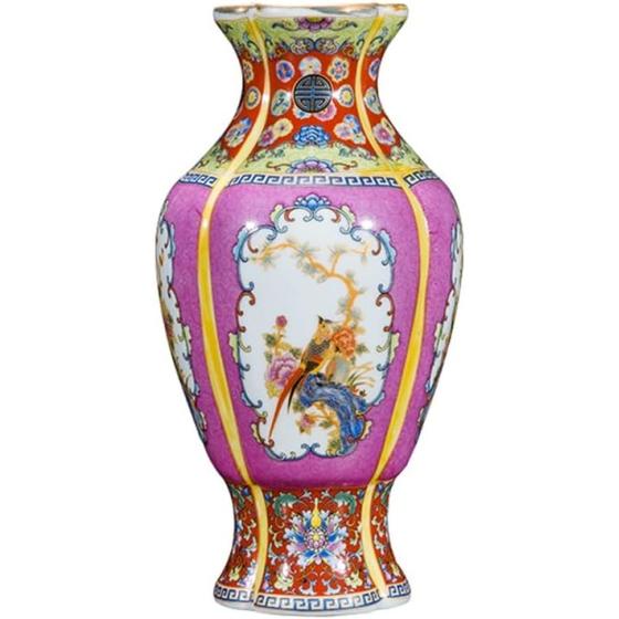 ZSEDP Jingdezhen Ceramic Vase Decoration Antique Enamel Porcelain Fishtail Vase Gift Classical Home