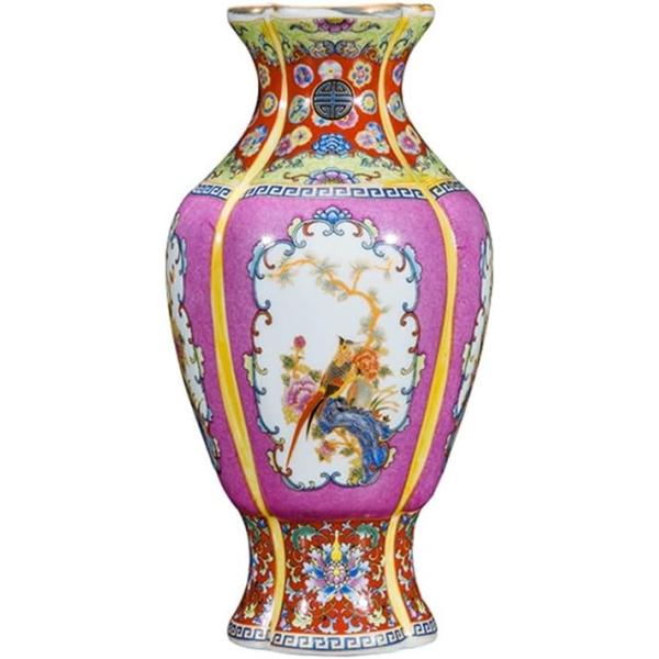 ZSEDP Jingdezhen Ceramic Vase Decoration Antique Enamel Porcelain Fishtail Vase Gift Classical Home