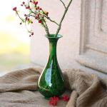 ZSEDP Antique Green Glaze Ceramic Vase Flower Vase Handmade Furnishing Articles Sitting Room Bedroom Decoration