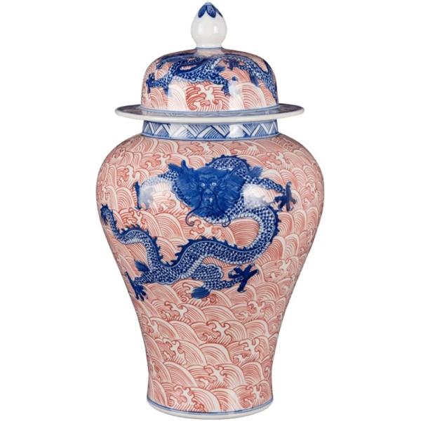 ZSEDP Porcelain Antique Dragon Pattern Blue and White General Tank Canned Ornaments Ornaments Home Tabletop Porcelain Craft