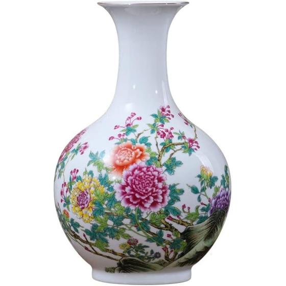 ZSEDP Antique Vase with Flowers Patterns Ceramic Table Vase Porcelain Decorative Vase