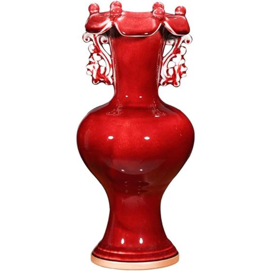 ZSEDP Ceramics Jun Porcelain Antique Vases Furnishings Decorative Arts and Crafts Double Ears Leaf Mouth Vases