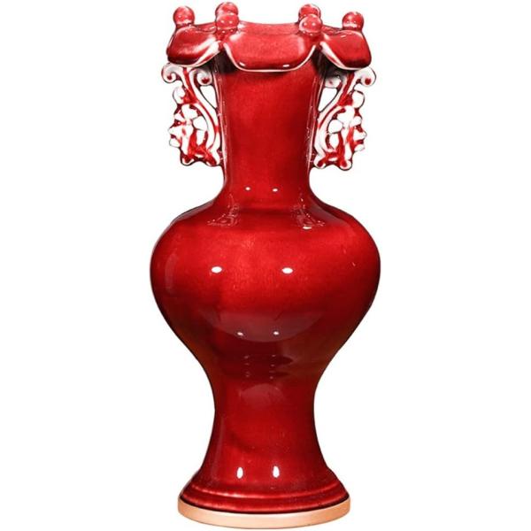 ZSEDP Ceramics Jun Porcelain Antique Vases Furnishings Decorative Arts and Crafts Double Ears Leaf Mouth Vases