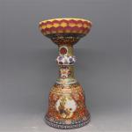ZSEDP Jingdezhen Enamel Flower Pattern Candlestick Jingdezhen Old Antique Porcelain Ornaments