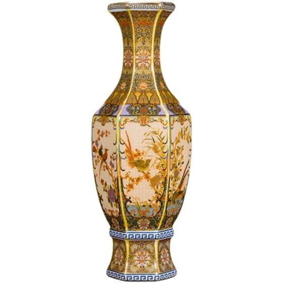 ZSEDP Ceramics Antique Enamel Vase Living Room Home Decoration Wine Cabinet Frame Handicraft Ornaments