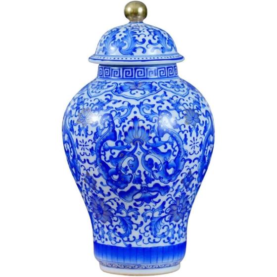 RENSLAT Ceramics Antique Hand Painted Glazed Blue Colored General Pot Ancient Shelf Decoration