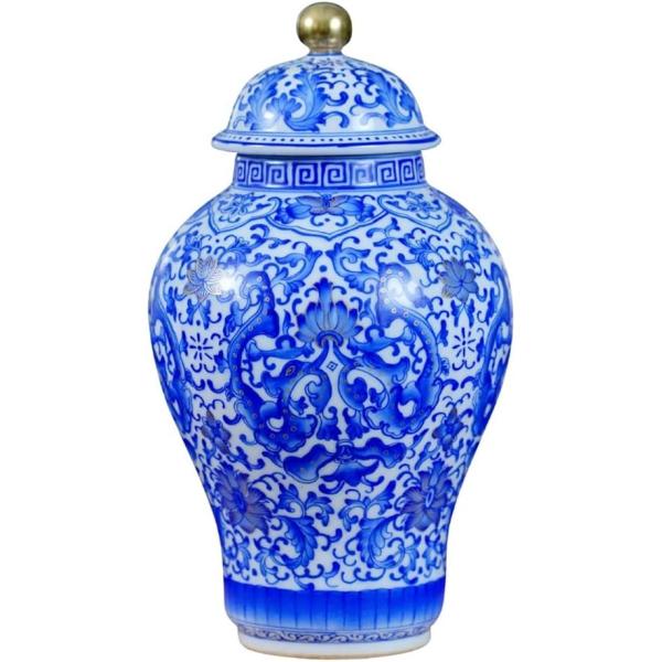 RENSLAT Ceramics Antique Hand Painted Glazed Blue Colored General Pot Ancient Shelf Decoration
