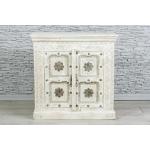Antique Indian Brass Work Hand Carved Solid Wooden Sideboard White Mango Wood Indian Arched Sideboard Cabinet Storage Units Indian Solid Wood,Living Room Bedroom Furniture,Modern Sideboard