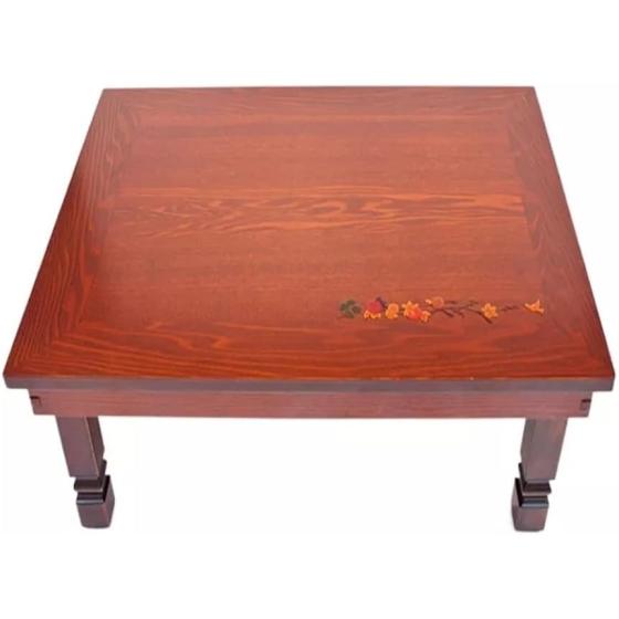 LIRUXUN Folding Table Antique Furniture Living Room Low Wood Coffee Table Rectangle Traditional Table Wooden (Color : White-Patch Five-Pointed star4, Size : 81x81x31.5cm)