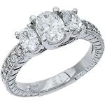 14k White Gold 3-Stone Oval Antique Diamond Engagement Ring 1.50 Carats