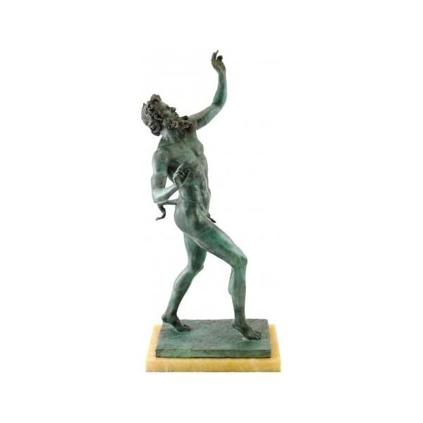 Kunst & Ambiente Antique Bronze Figure - Fauno Danzante - Dancing Faun of Pompeii - Signed