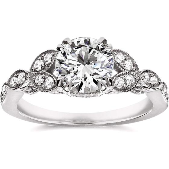 Kobelli Antique Style Round-cut Diamond Engagement Ring 1 1/5 CTW in 14k White Gold