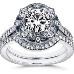 Kobelli Antique Style Floral Diamond Bridal Set 1 1/2 CTW in 14k White Gold
