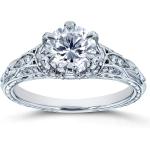 Kobelli Diamond 6-Prong Antique Style Engagement Ring 1 1/6 CTW 14k White Gold