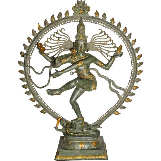 Exoticindia Super Large Size Nataraja, Green Gold Antique