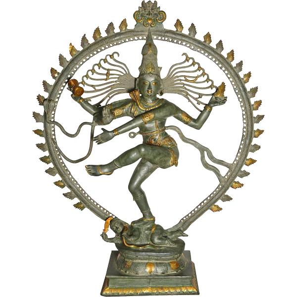 Exoticindia Super Large Size Nataraja, Green Gold Antique