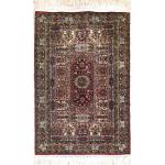 Yilong Carpet 1x1.5ft 1000 Lines High Density Handwoven Silk Persian Area Rug High-end Floral Vintage Carpets (Ivory&red)