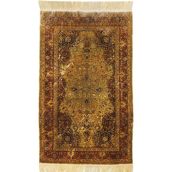 Yilong Carpet 3x5ft Pure Hand Knotted Silk Tapestry Iranian Antique Rug Art Decor Rug