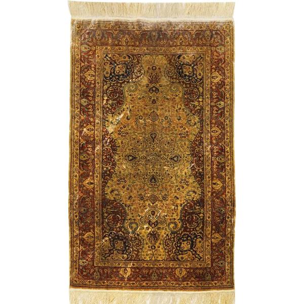 Yilong Carpet 3x5ft Pure Hand Knotted Silk Tapestry Iranian Antique Rug Art Decor Rug