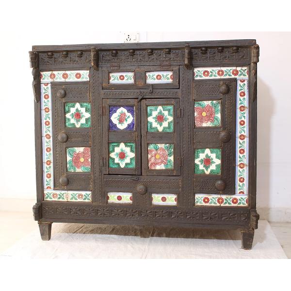 THE D.N.A. GROUP Antique Indian Wooden Damchiya Storage Box for Home and Table Décor