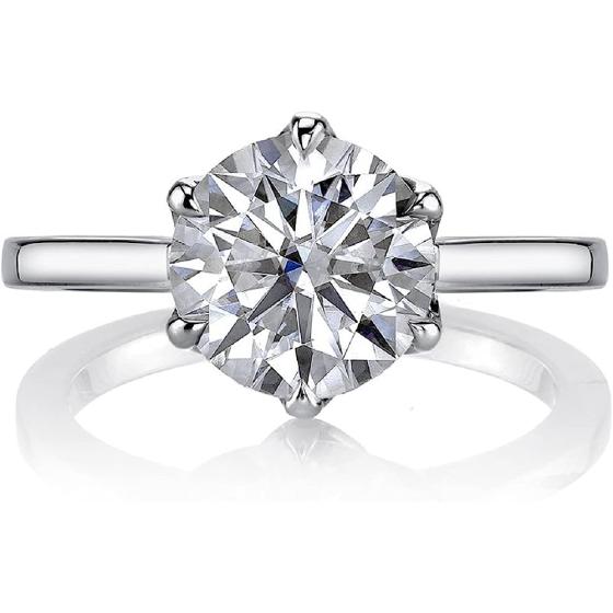 Kiara Gems 1.60 CT Round Engagement Ring Wedding Eternity Band Vintage Solitaire Antique 6-Prong-Setting Setting Silver Jewelry Anniversary Promise Vintage Ring Gift For Her