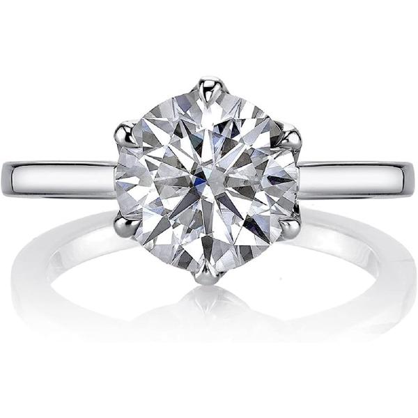 Kiara Gems 1.60 CT Round Engagement Ring Wedding Eternity Band Vintage Solitaire Antique 6-Prong-Setting Setting Silver Jewelry Anniversary Promise Vintage Ring Gift For Her