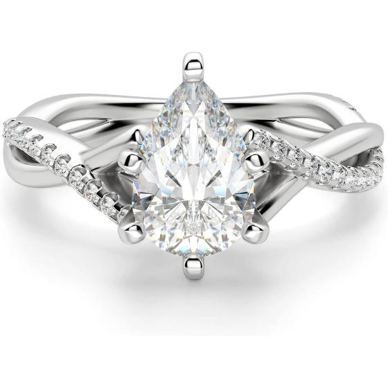 Siyaa Gems 4.50 CT Pear Cut Colorless Moissanite Engagement Ring Wedding Band Gold Silver Eternity Solitaire Ring Halo Ring Vintage Antique Anniversary Promise Gift Her, Designer Bridal Ring
