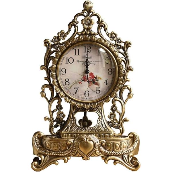 ZSEDP Copper Silent Table Clock European Antique Clocks Living Room Creative Clock Retro Table Clock All Copper Seat Clock