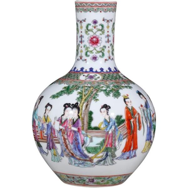 ZSEDP Jingdezhen Porcelain Hand Painted Figure Vase Flower Arrangement Antique Chinese Living Room Home Decoration