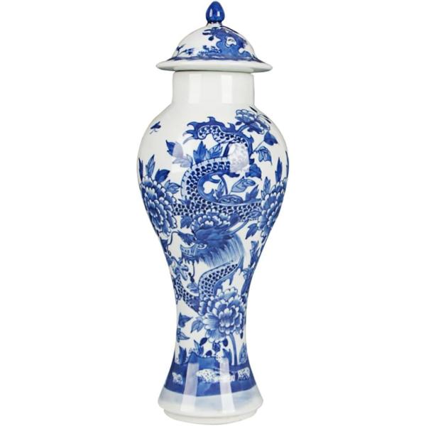 ZSEDP Handpainted Blue and White Antique Jar Porcelain Ceramic Storage Tank Decoration Tea Snacks Jar