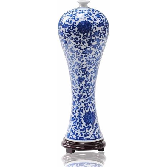 ZSEDP Antique Blue and White Ceramic Beauty Vase Design Porcelain Flower Handmade Home Decoration Flower Vases