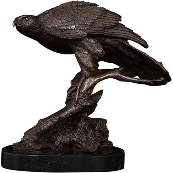 FZZDP Antique Bronze Animal Bird Art Decor Wild Animal Bird On Tree Statue Sculpture Beauty Bird Figurines for Home Desk Decor