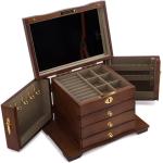 ZSEDP Jewelry Box With Lock Antique Wooden Chinese Style European Jewelry Storage Box Chinese Retro Jewelry Box (Color : E, Size : 29 * 19 * 20cm)
