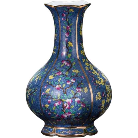 ZHYH Jingdezhen Porcelain Enamel Floor Vase Rose Vase Flower Arrangement Antique Chinese Style Living Room Antique
