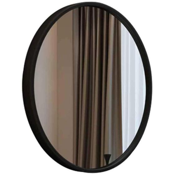 DSHGDJF Large Bathroom Round Mirror, Antique Decorative Mirror in Dining Room and Living Room, Metal Black Round Mirror (Size : 50cm)