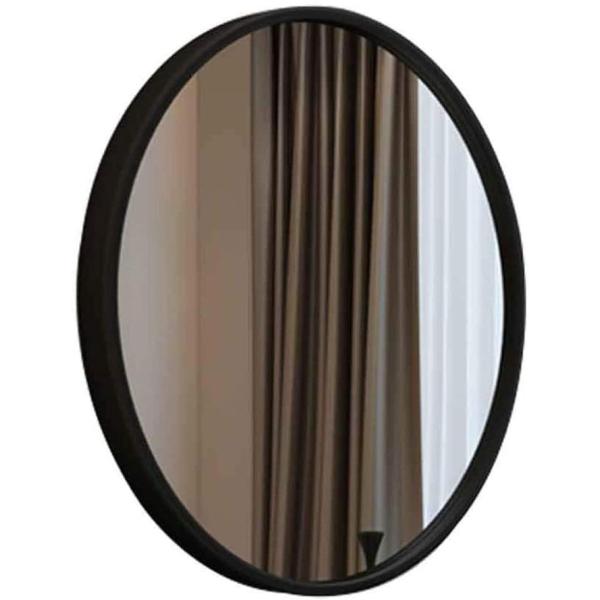 DSHGDJF Large Bathroom Round Mirror, Antique Decorative Mirror in Dining Room and Living Room, Metal Black Round Mirror (Size : 50cm)