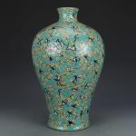 DSHGDJF Hand-Painted Green Rose Magpie Plum Vase Antique Porcelain Vase Jingdezhen Porcelain Living Room Bedroom Office Vase Ornaments