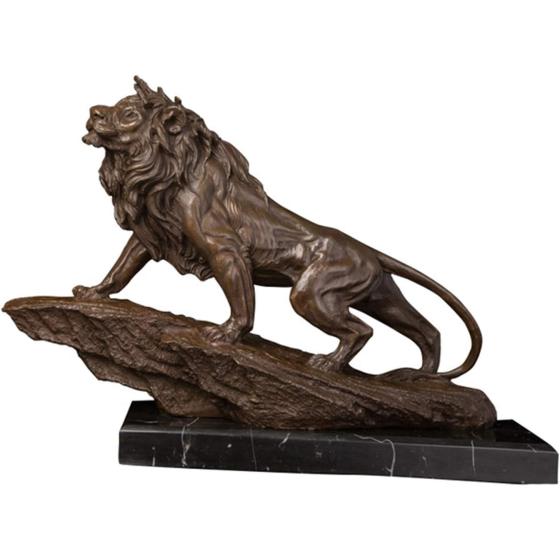 BBSJ Antique Bronze Casting Animal Statue Sculpture Wild Animal Roaring Lion Figurines for Indoor Decoration