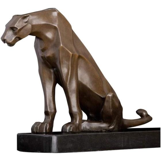 MJWDP Sculpture Bronze Abstract Leopard Statue Animal Figurine Antique Cheetah Artwork for Office Desktop Decor