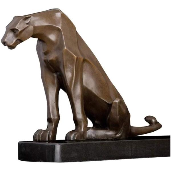 MJWDP Sculpture Bronze Abstract Leopard Statue Animal Figurine Antique Cheetah Artwork for Office Desktop Decor