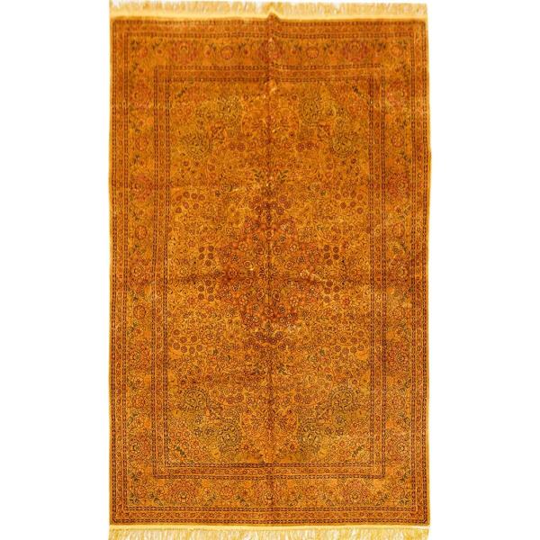 Yilong Carpet 5x8ft Silk Hand Woven Rugs Oriental Antique Carpets Home Decor (Gold)