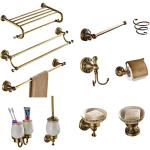 ZSEDP Antique Brass Carved Towel Paper Holder Bathroom Towel Rack Bathroom Accessories Retro Faucet Bathroom Hardware Set