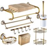 ZSEDP Antique Bathroom Blue and White Porcelain Accessories Carved Copper-Alloy Hardware Set Wall Mounted Bathroom Hardware Kit