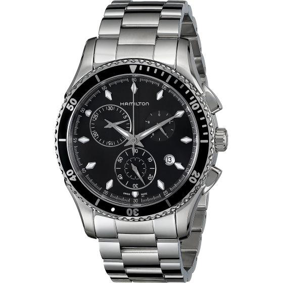 Hamilton Men's H37512131 Jazzmaster Seaview Black Chronograph Dial Watch