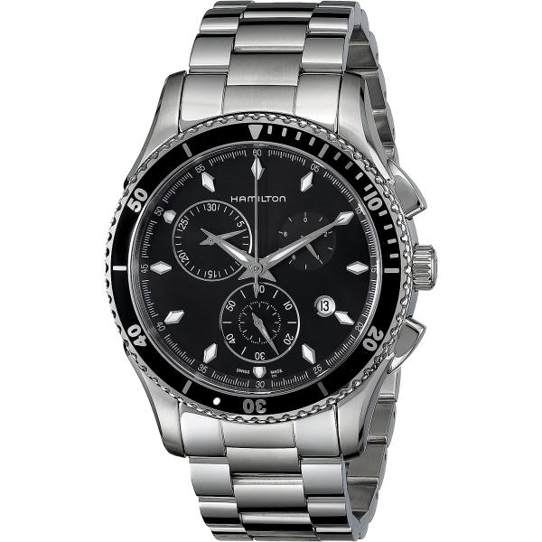 Hamilton Men's H37512131 Jazzmaster Seaview Black Chronograph Dial Watch