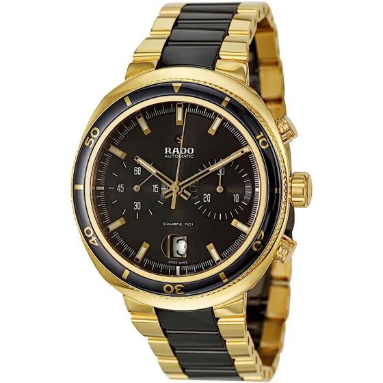 Rado D Star Chronograph Automatic Yellow Gold PVD and Black Ceramic Mens Watch R15967162