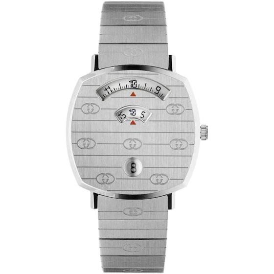 Gucci Grip 38mm Stainless Steel GG Engraved Watch YA157401